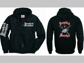 Dropkick Murphys  čierna hrubá mikina na zips s kapucou stiahnuteľnou šnúrkami